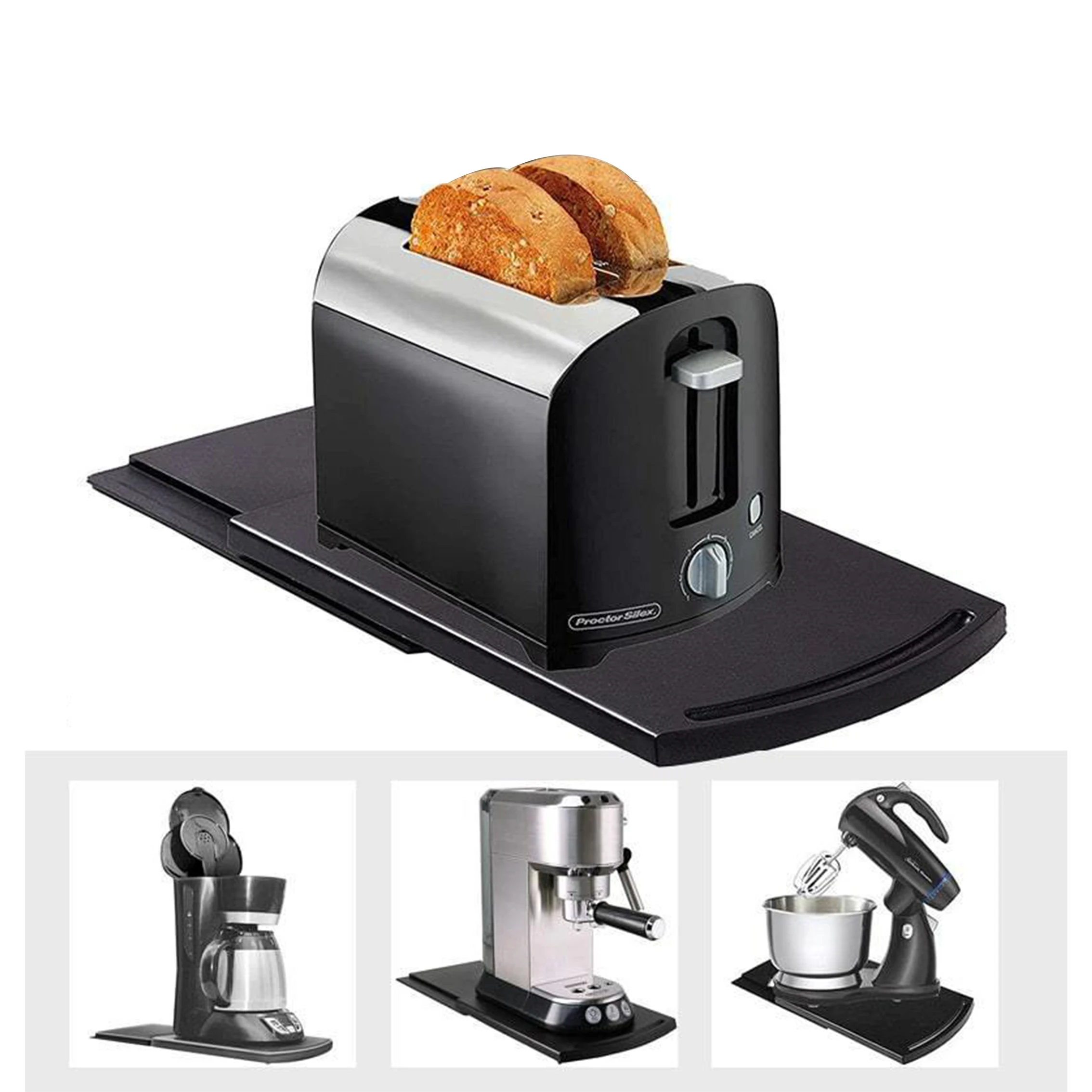 Coffee Machine Parts Handy Sliding Tray for Coffee Maker, Moving Caddy, Countertop Slider with Smooth Rolling Wheels