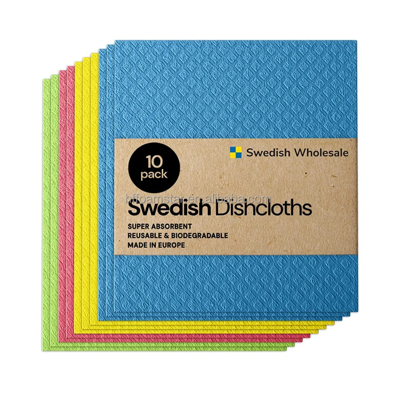 Foamstar Swedish Dishcloth Cellulose Cotton Dish Sponge Cloth Household 100% Natural Wood Pulp Cotton Cloth