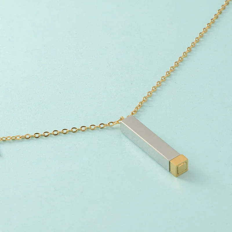 Mirror Surface Stainless Steel Nesting Doll Accessories Diy Cubic Cylinder Telescopic Rod Pendant Necklace
