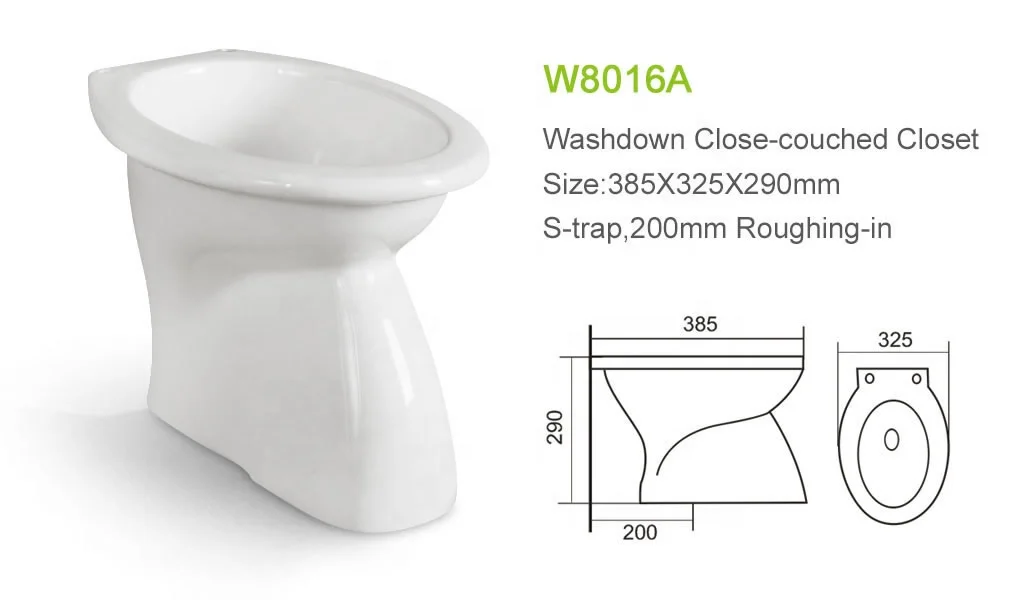 Bathroom washdown two piece toilet without water tank