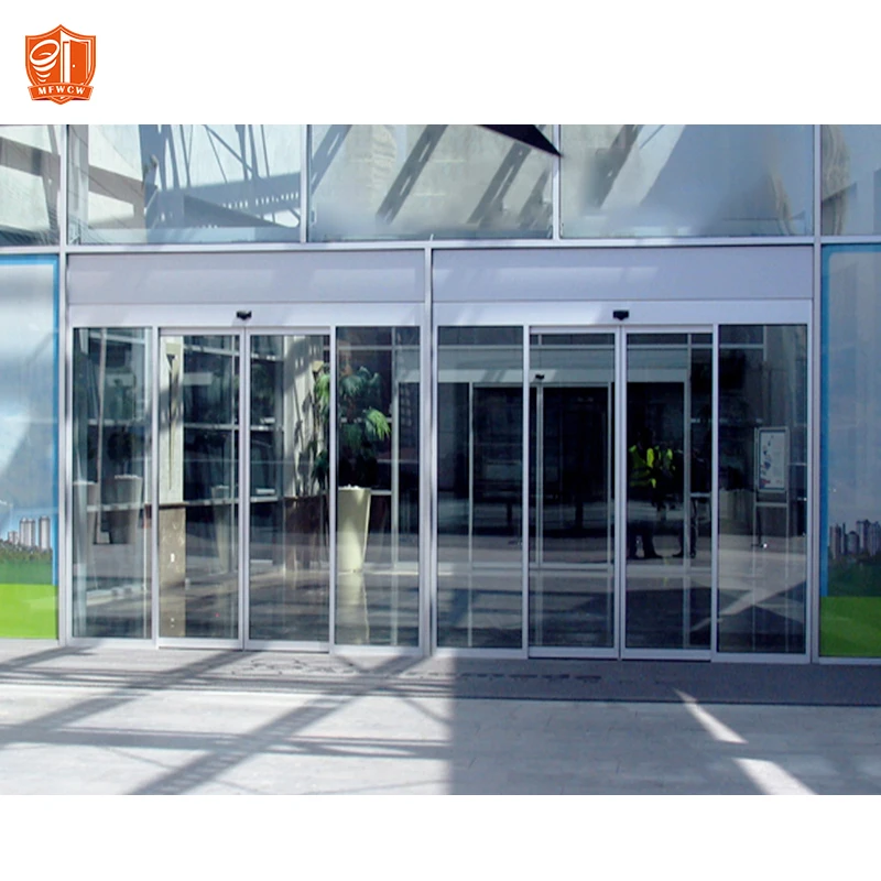 Minimalist design narrow frame aluminium sliding glass door automatic
