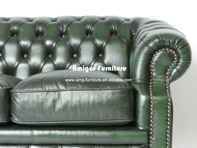 Retro Antique Green Living Room 3 Seater Chesterfield Sofa Vintage Leather sofa set