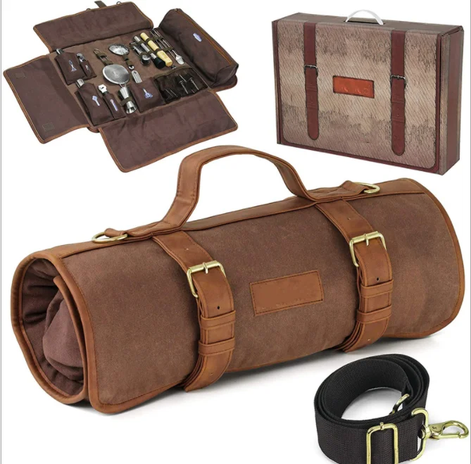 Multi-function Barista Tools Storage Bag Camping Coffee Kit Storage Bag Coffee Tool Accessories Bartender Tools Roll Storage Bag