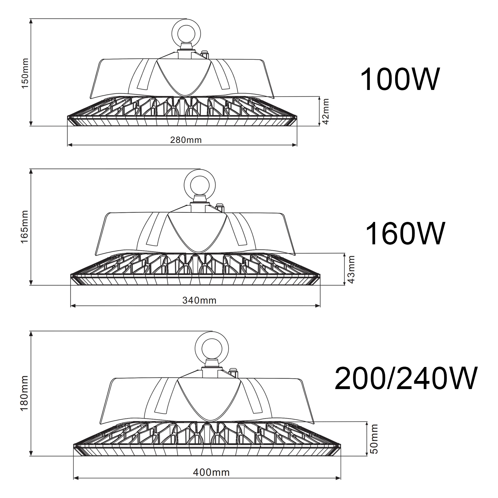 Liweida 100W 160W 200W 240W high bay grow light red blue white 730nm IP65 waterproof ufo plant lamp for greenhouse