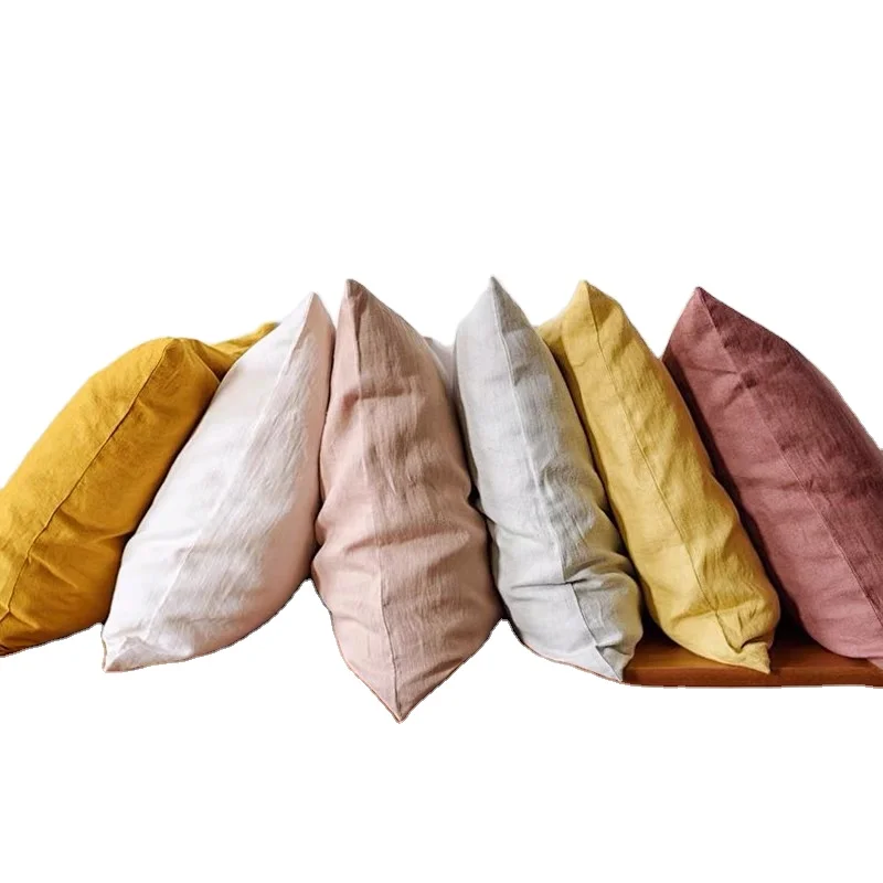 hot selling cushion covers linen pillows thin linen cushion seat 50 cm x 50 cm solid pillow case for Home Sofa Couch Decoration