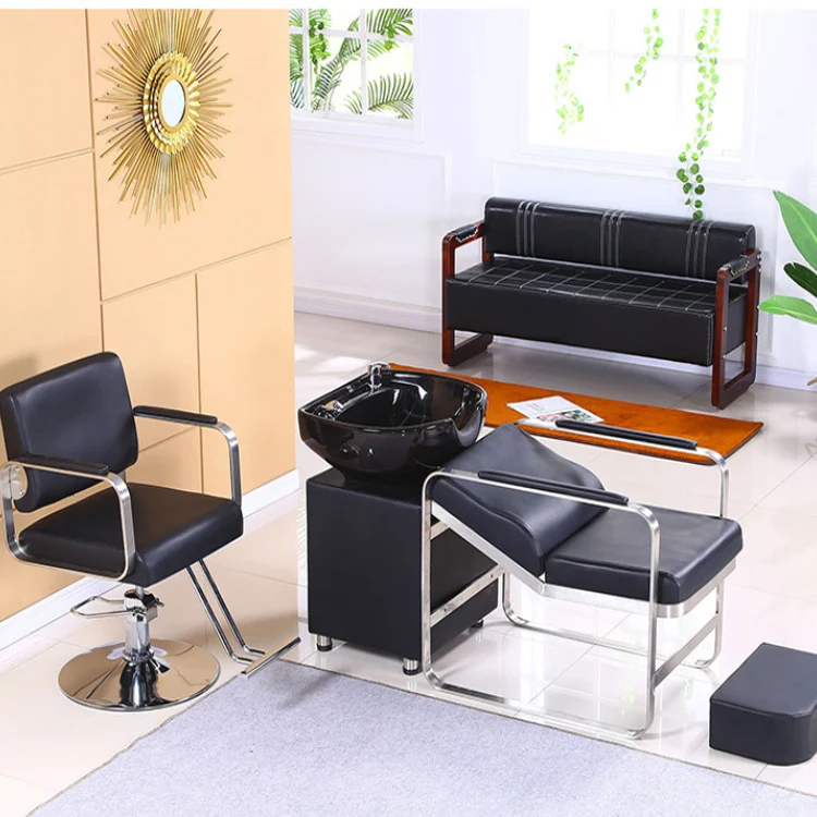 Salon Massage Chair Modern Spa Chair Shampoo Chair With Ceramic Bowl Sink