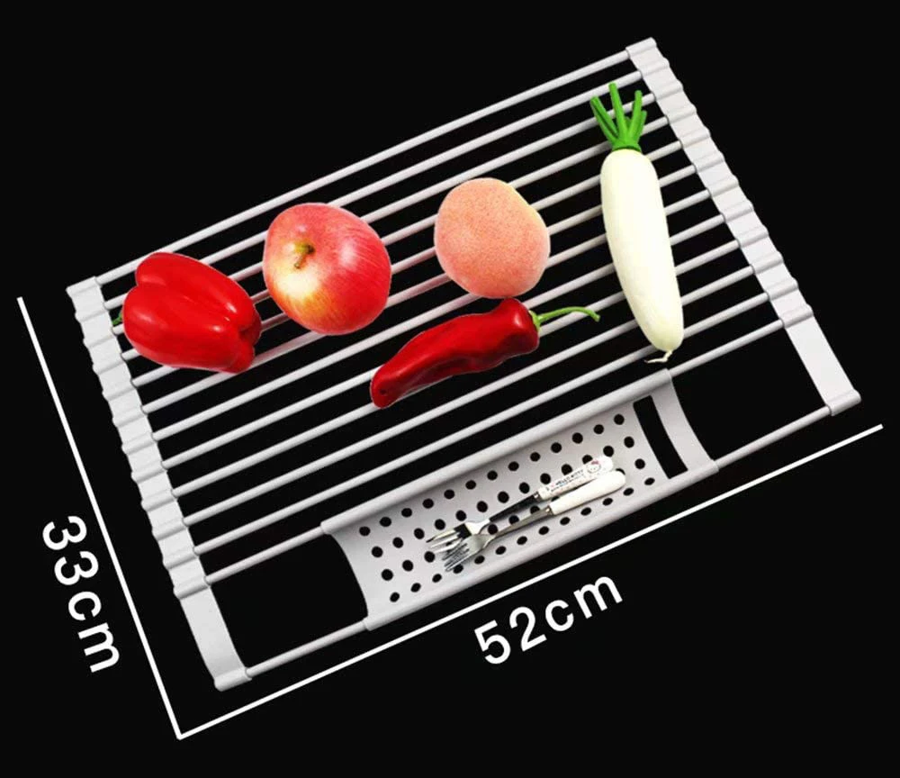 
100% Food Grade Kitchen Collapsible Silicone Draining Rack Silicone Draining Rack Roll up round dish drying rack 
