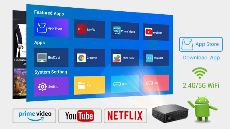 Best Selling BYINTEK K25 Smart Android Wifi 4K Projector 1080P Mobile For Home Moving Use Education Beamer(Android more 40)