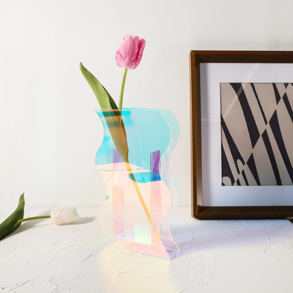 Maxery Colorful Nordic Flower Buds Modern Clear Decorative Wedding Acrylic Vase Home Decoration Desktop Flower Christmas Gift