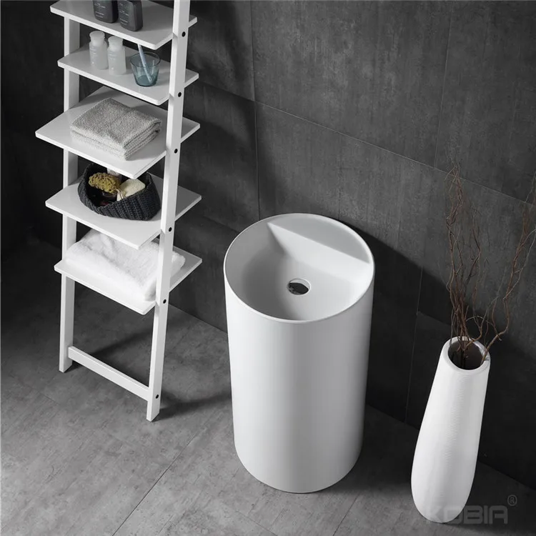 Art Design Solid Surface Pedestal Bathroom Sink Decorative Bathroom Sink