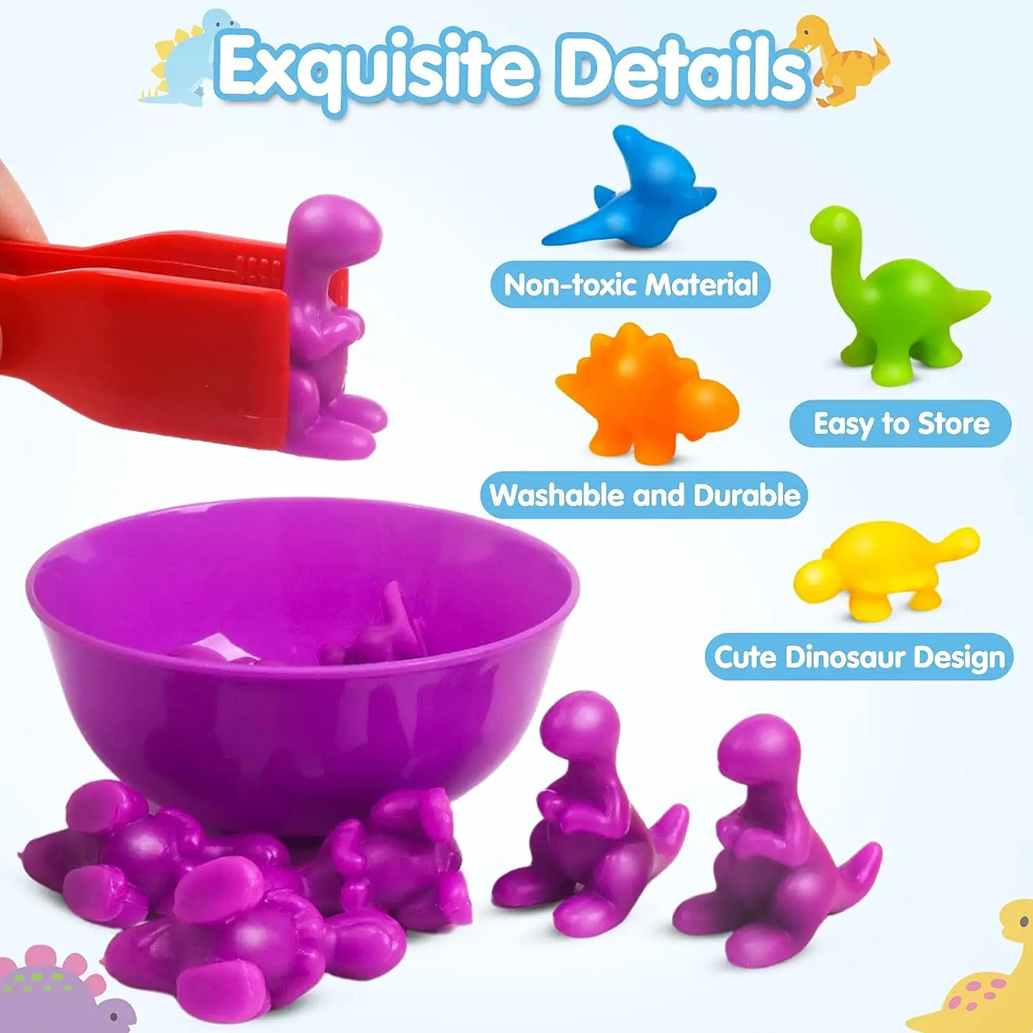 Montessori Material Rainbow Counting Bear Math Toys Animal Dinosaur Color Sorting Matching Game Children Educational Sensory Toy