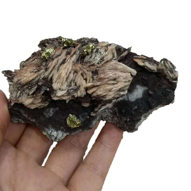 Custom high quality barite chalcopyrite symbiotic mineral specimen Natural crystal specimen for home decoration specimen