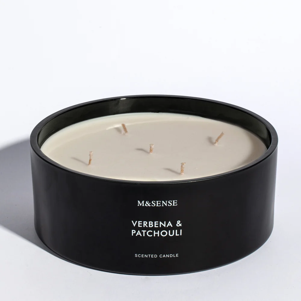Wholesale Black Pillar Glass Jar Multi Wick Art Scented Soy Wax Candle