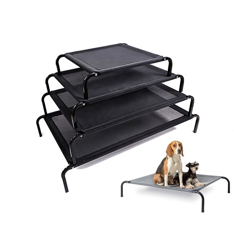 Folding Comfortable Outdoor Travel Pet Cot Dog Bed Large Dog Cot Indoor Raised Outdoor Steel Frame Elevated Pet Bed