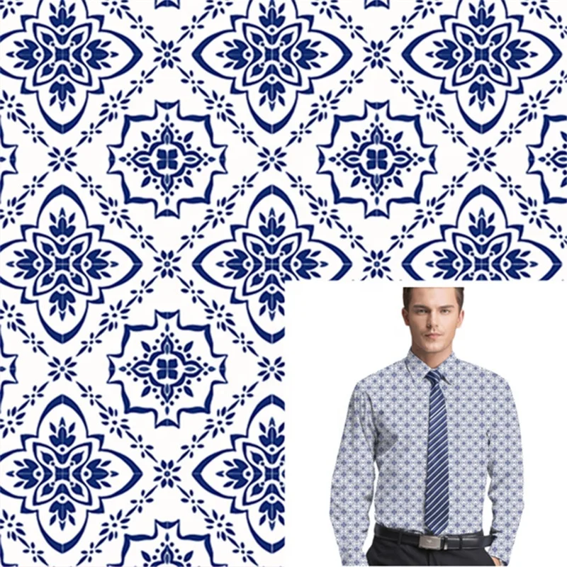 100% Cotton Material Designer Fabric Customized Pattern For  Men Work wear Shirt