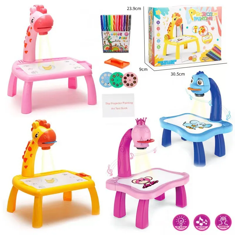 Multifunctional projection painting table for children early education learning educational graffiti projection toy