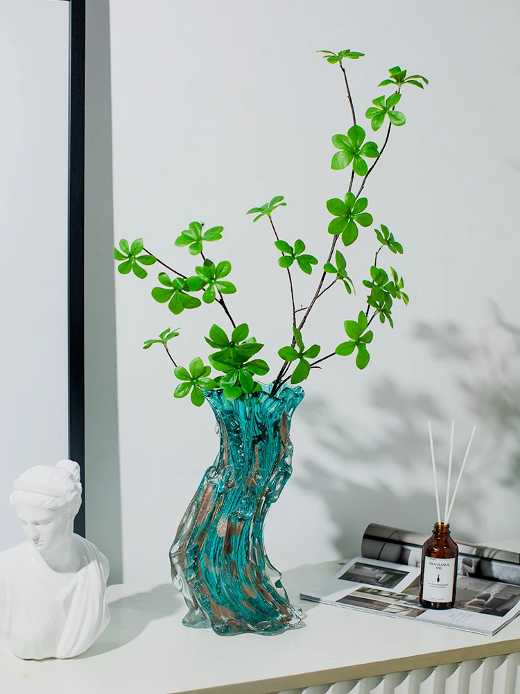 Murano Art Craft Colored Glaze Glass Craft Hand Made Blown Glass for Home Decoration vase