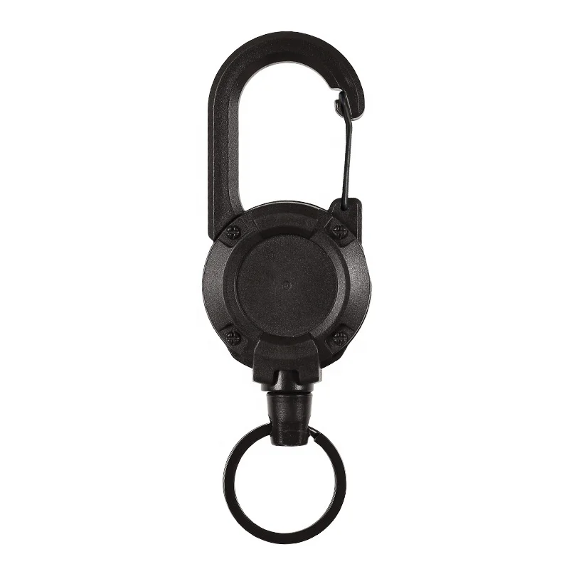 Custom Heavy Duty Retractable Badge Holder Reel Black White Nylon Wire Retractable Badge Reel