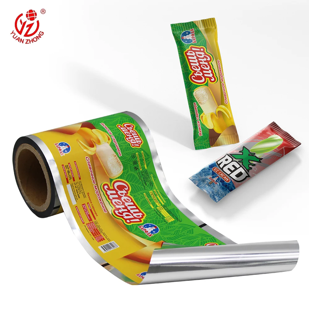 China Supplier OEM/ODM Automatic Packing Film Ice Candy Plastic Packaging Film And Bag, Printed Popsicle Packaging Roll Stock