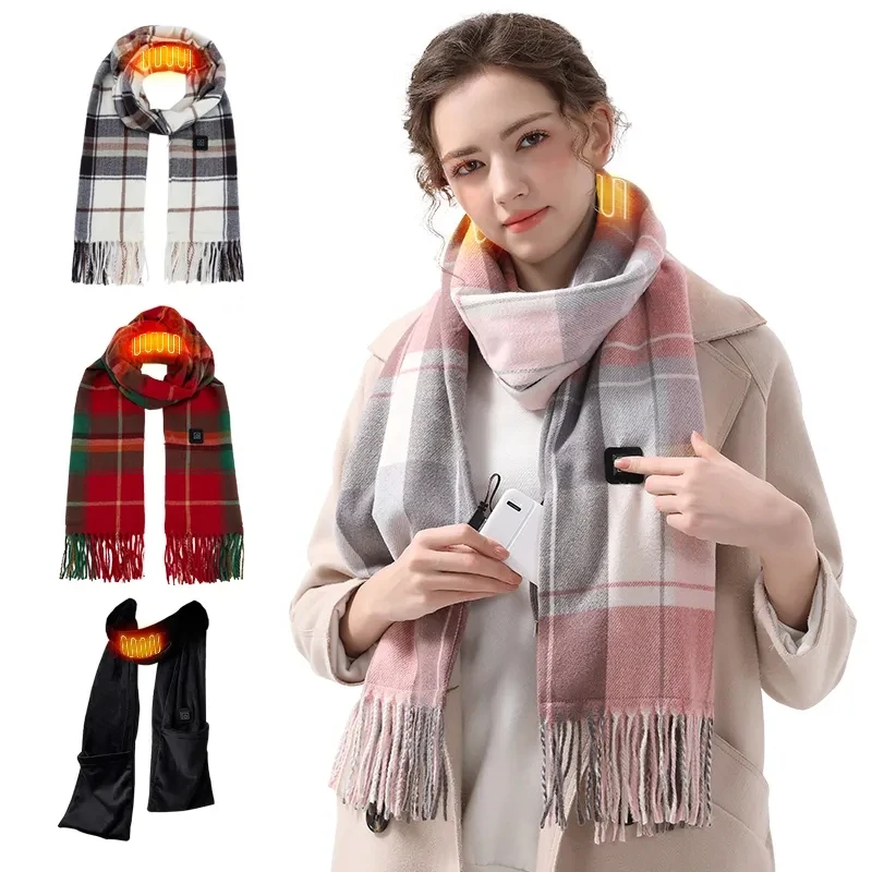 Custom Logo Heating Scarves Usb Rechargeable Battery Electric Heating Warm Scarf Shawl Winter Smart Heated Scarf