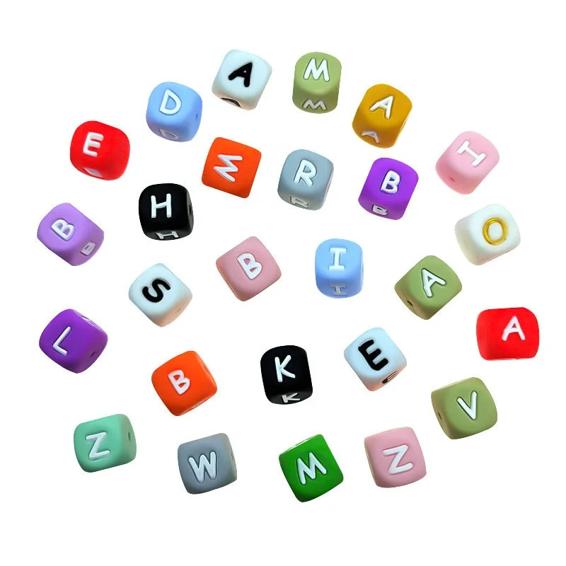 Baby Silicone Beads DIY Pacifier Teether Chain Accessories 12mm Letter Beads