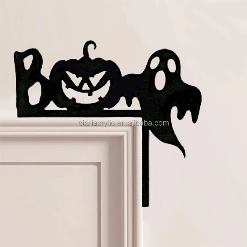 Halloween Door Corner Sign Ornament Black Acrylic Door & Window Corner Signs Switch Wall Sticker for Home Halloween Decor