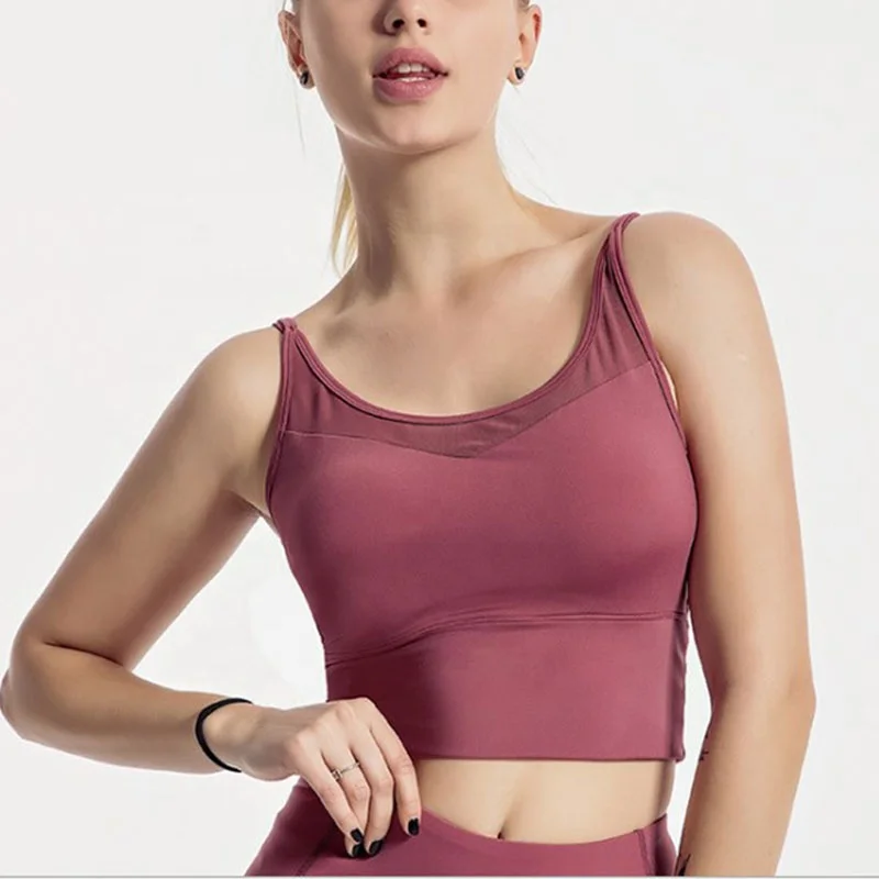 Sports Vest Mesh Stitching And Breathable Running Vest Workout Crop Tops High Impact Yoga Bra Fitness Sports Bra for Women