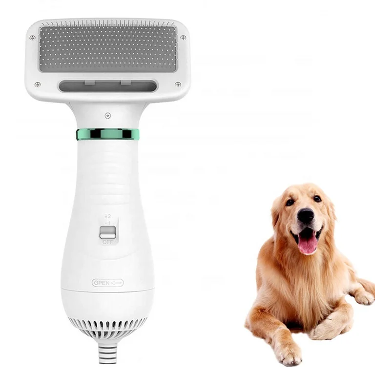 Amazon hot selling 2 in 1 pet grooming dryer brush for dog and cat Adjustable Temperature dog hair dryer