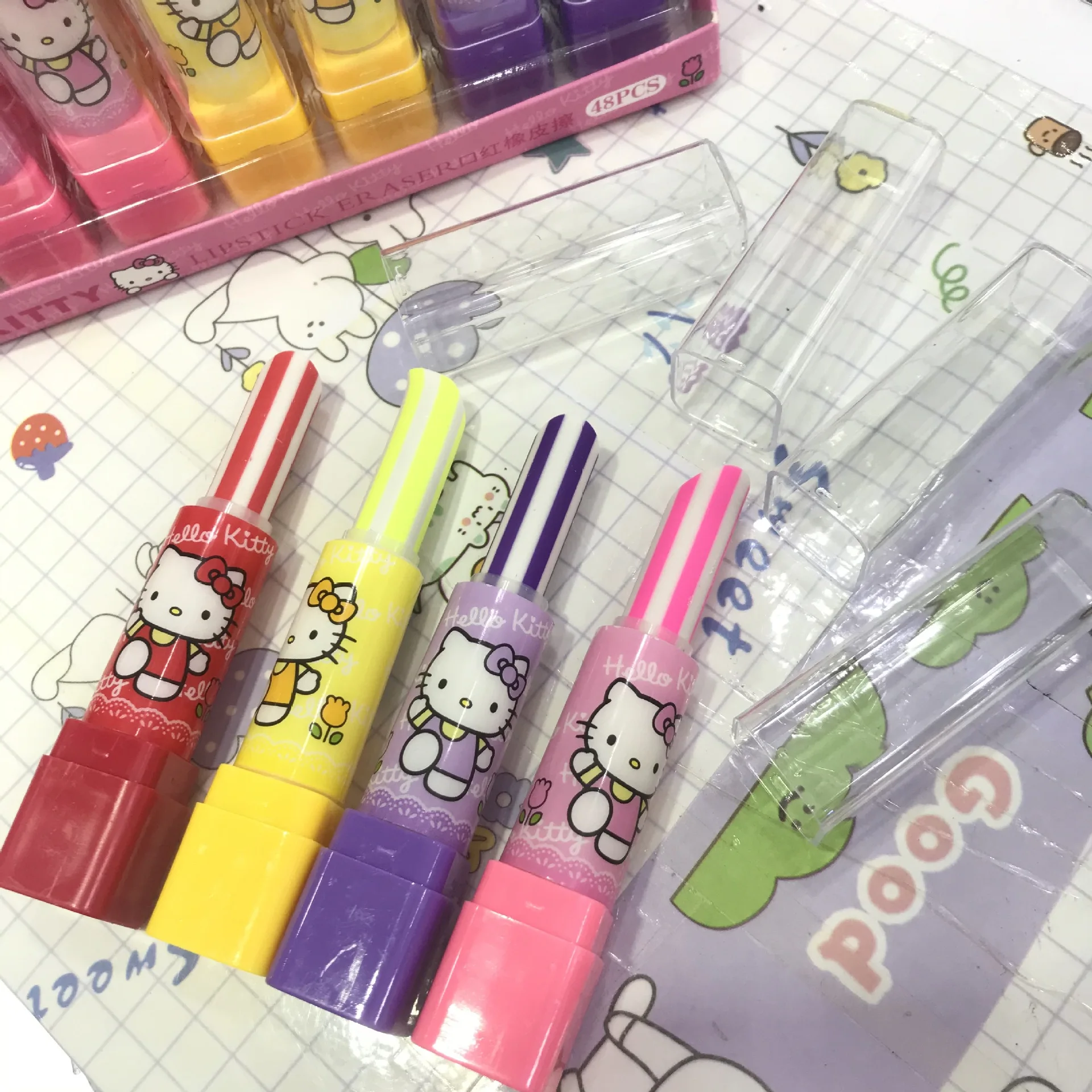 School Stationery Melody Lipstick Eraser, Lipstick Kuromi Eraser, Cartoon anime Princess lipstick eraser
