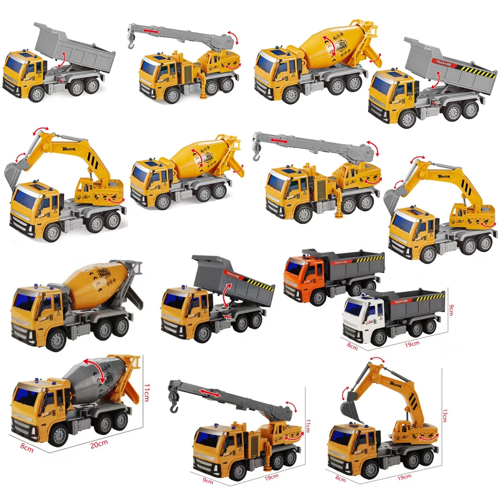 Friction Vehicles Diecasting Car Toys Metal Toy Car Engineering Truck Toys