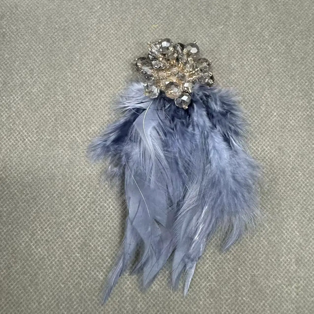 ZSY colorful floral applique handmade feather 3d beads flowers patch rhinestone bridal flower pieces for diy dress earring