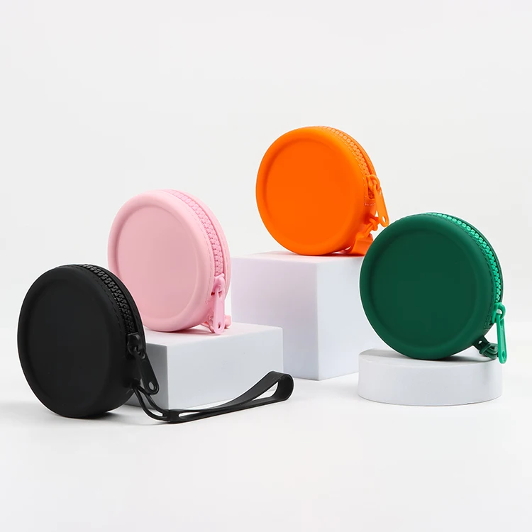 Wholesale High Quality Round Silicone Coin Pouch Customized LOGO coin pouch wallet Mini Wallet Zipper Small Coin Pouch