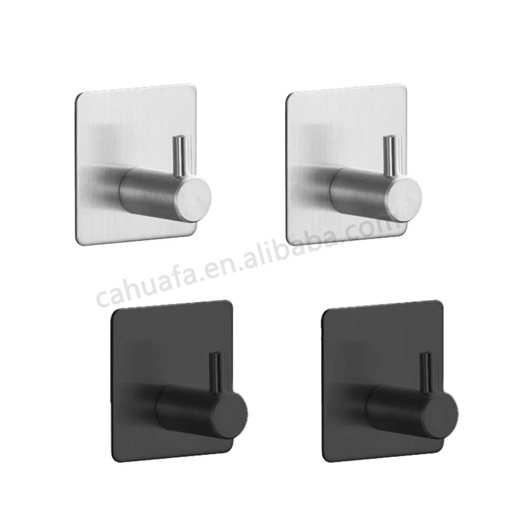 HF Stainless Steel Bathroom Self-adhesive Wall Coat Hangers Towel Robe Hooks for Clothes