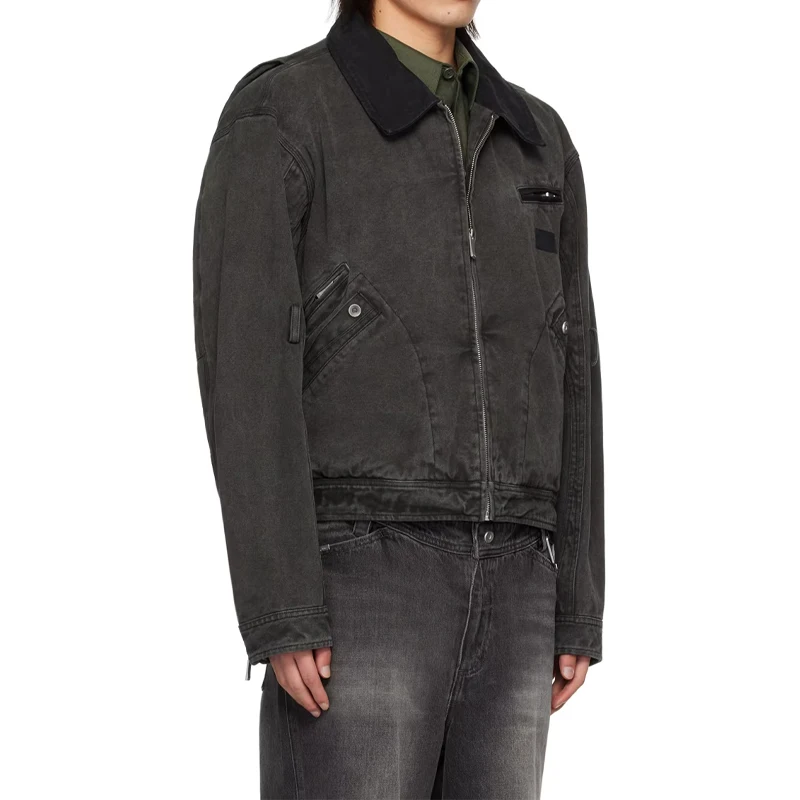 Custom Heavyweight Duck Canvas Work Jacket Men Carpenter Trucker Detroit Workwear Bomber Denim Jacket
