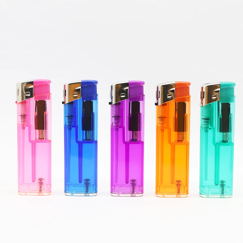 M6090 Ordinary Lighter Solid Color Transparent Plastic Lighter