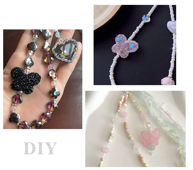 Sugar Bead Crystal Butterfly Rhinestone Acrylic Pen Beads for Jewelry Bracelet Making Phone Keychain DIY