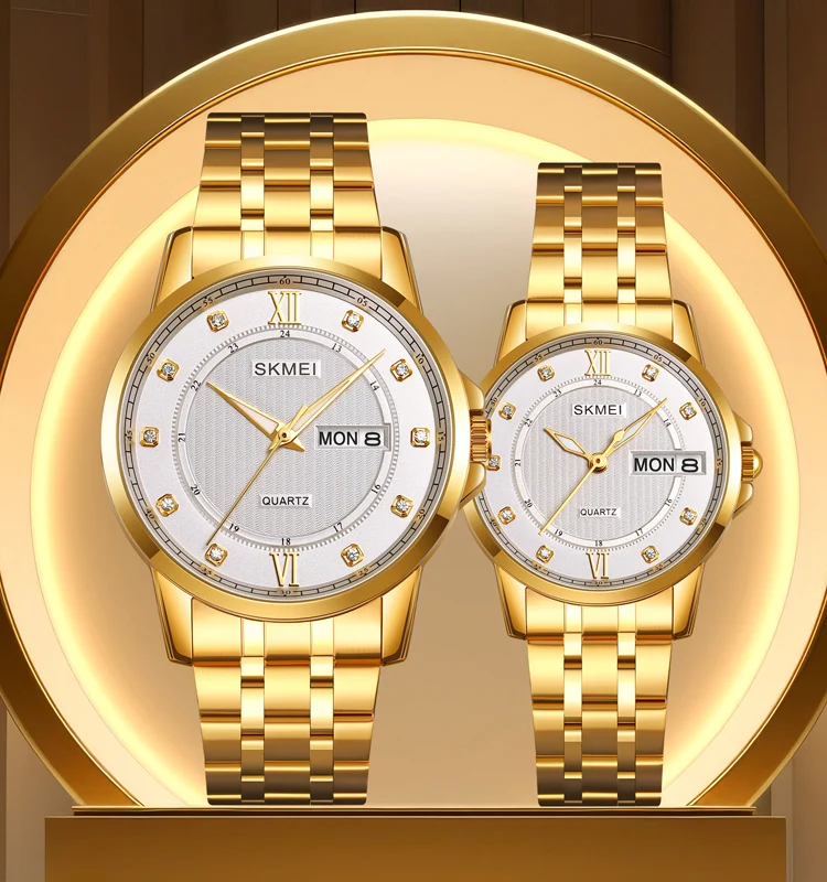 SKMEI 2084/2085 LOVERS CLASSIC QUARTZ WATCH LUXURY WATERPROOF STAINLESS STEEL WATCH