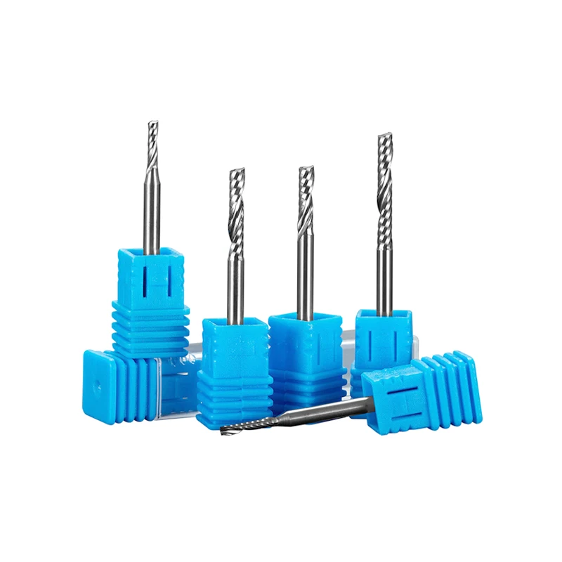 JR 3.175mm Solid Carbide Single Flute End Mill 1F Milling Cutter for MDF Aluminum