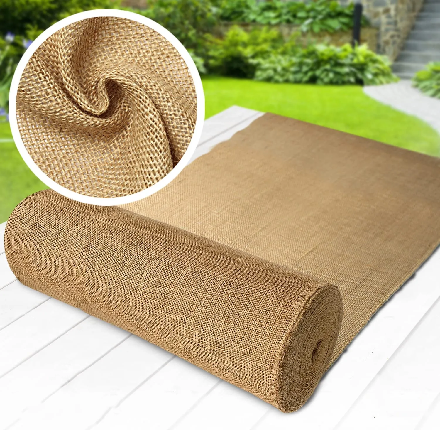 Многофункциональная натуральная Джутовая Ткань 100%, рулон хессиана для украшения сада, свадебные скатерти