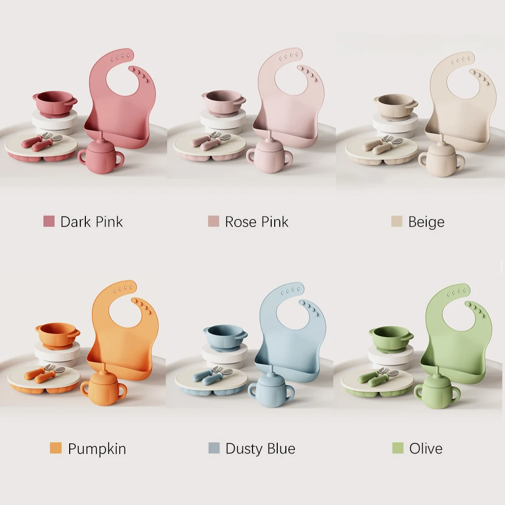 2023 New Factory Oem Bpa Free Suction Plate Bowl And Spoon Set Silicone Baby Tableware Feeding Weaning Baby Set