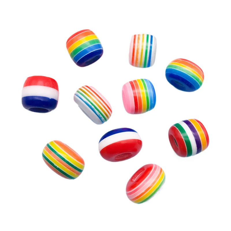 yuku 10 resin stripe large hole round beads hand-beaded jewelry accessories straight loose