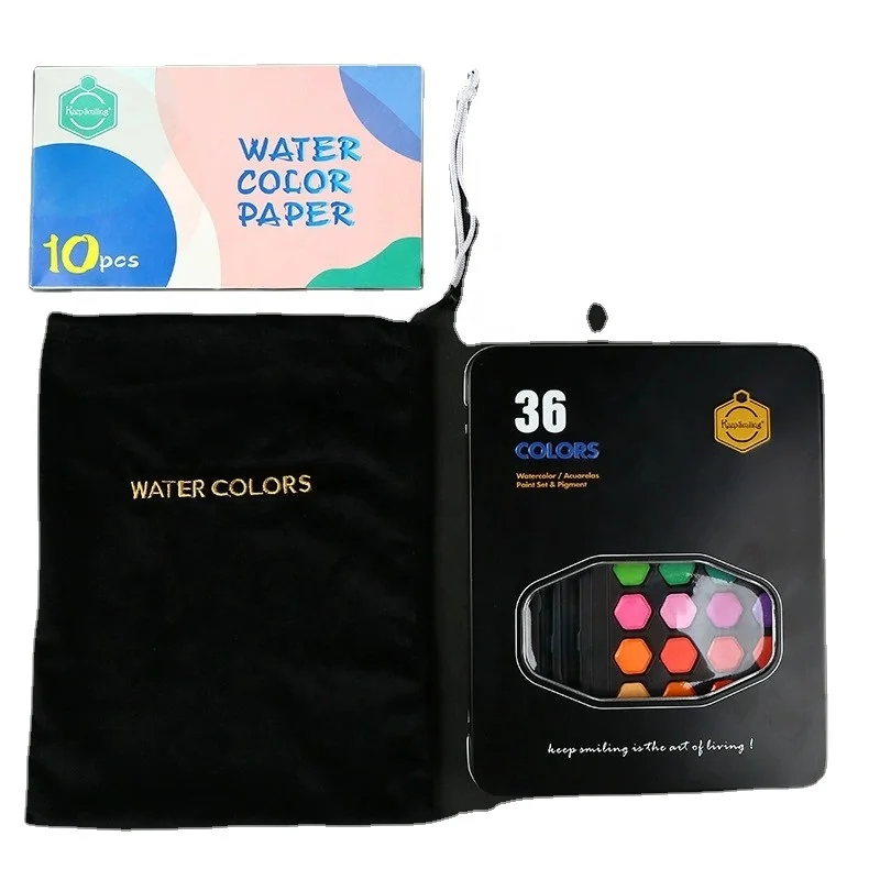 Keep Smiling Professional 36color Non-Toxic Solid Watercolor Paint Set For Drawing