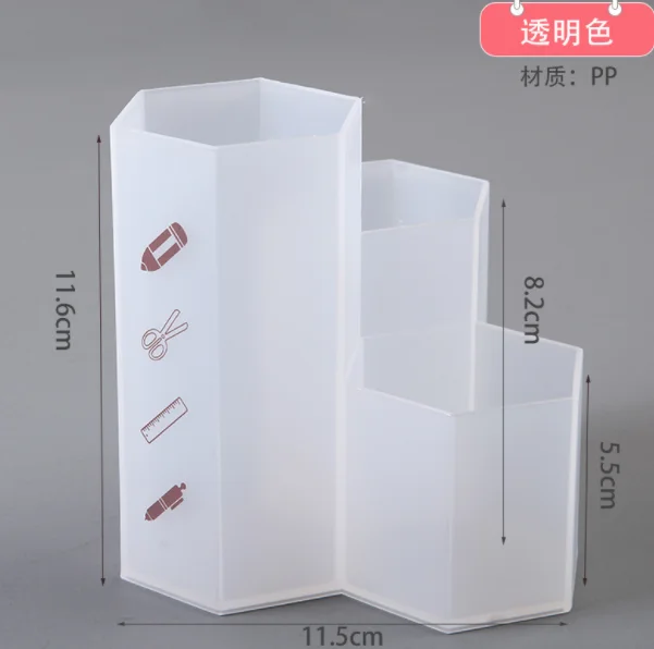 Hot Selling Home Office Accessories Plastic Hexagon Desk Pen Container Pencil Pen Holder