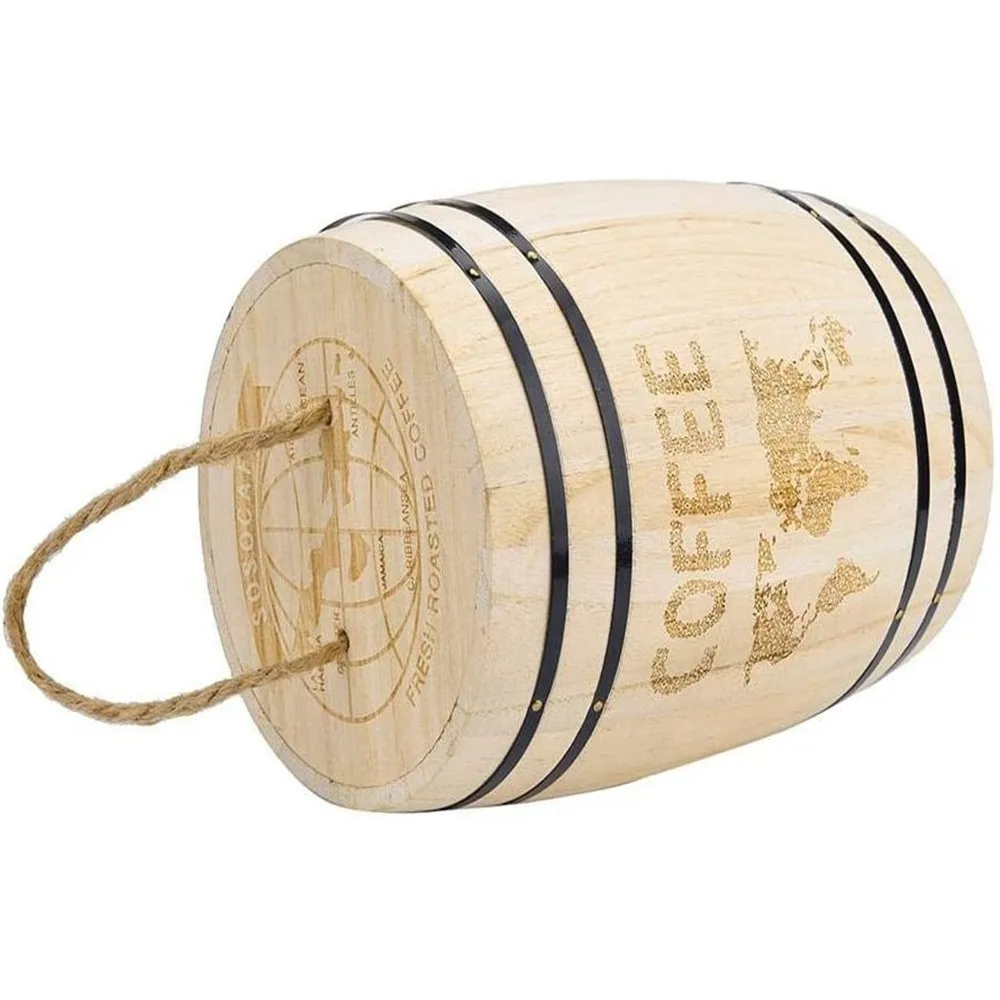 Natural Color Coffee Bean Tea Paulownia Oak Barrel Custom Different Size Wooden Barrel