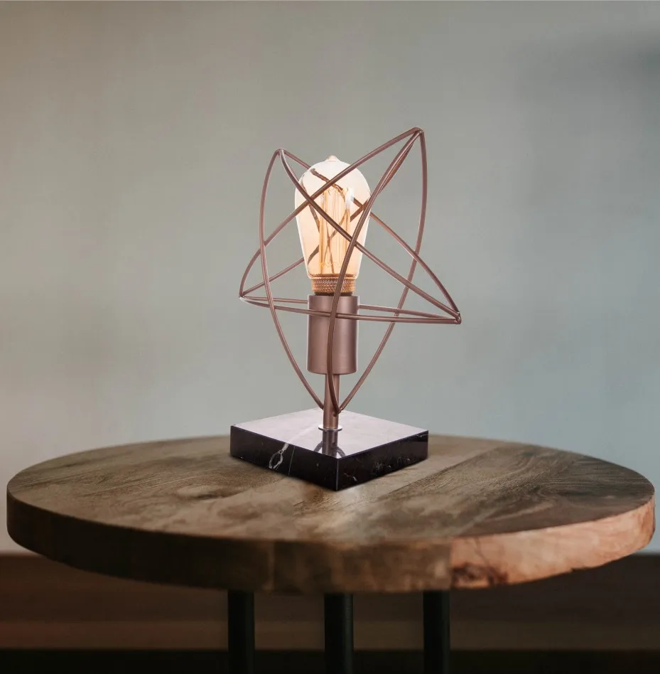 New Iron Art Pentagon Shaped Table Lamp Home Decoration LED Desk Modern Lighting Luxury