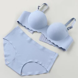 Thick Cup Padded Push Up Brassiere Bras Female Underwear Bra Briefs Set For Small Chest Women Bra and Panties