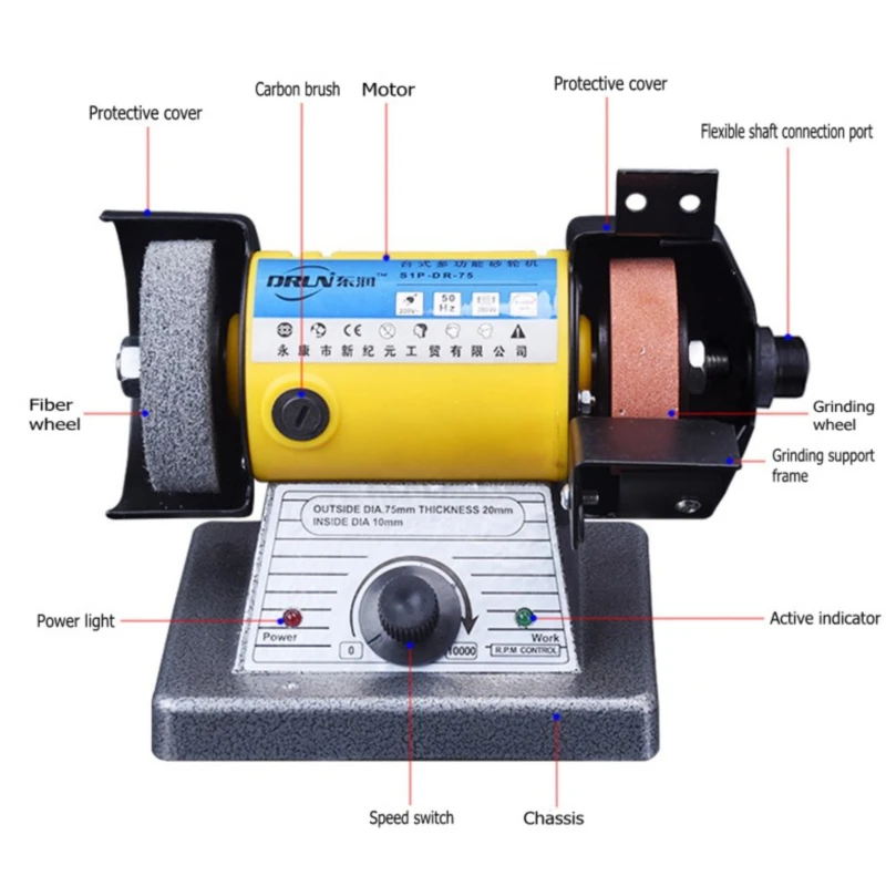 Mini desktop electric speed-adjustable jade carving sharpening sander