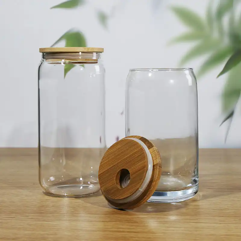 Artistic 16oz Glass Beer Can Cups with Straws and Custom Logos