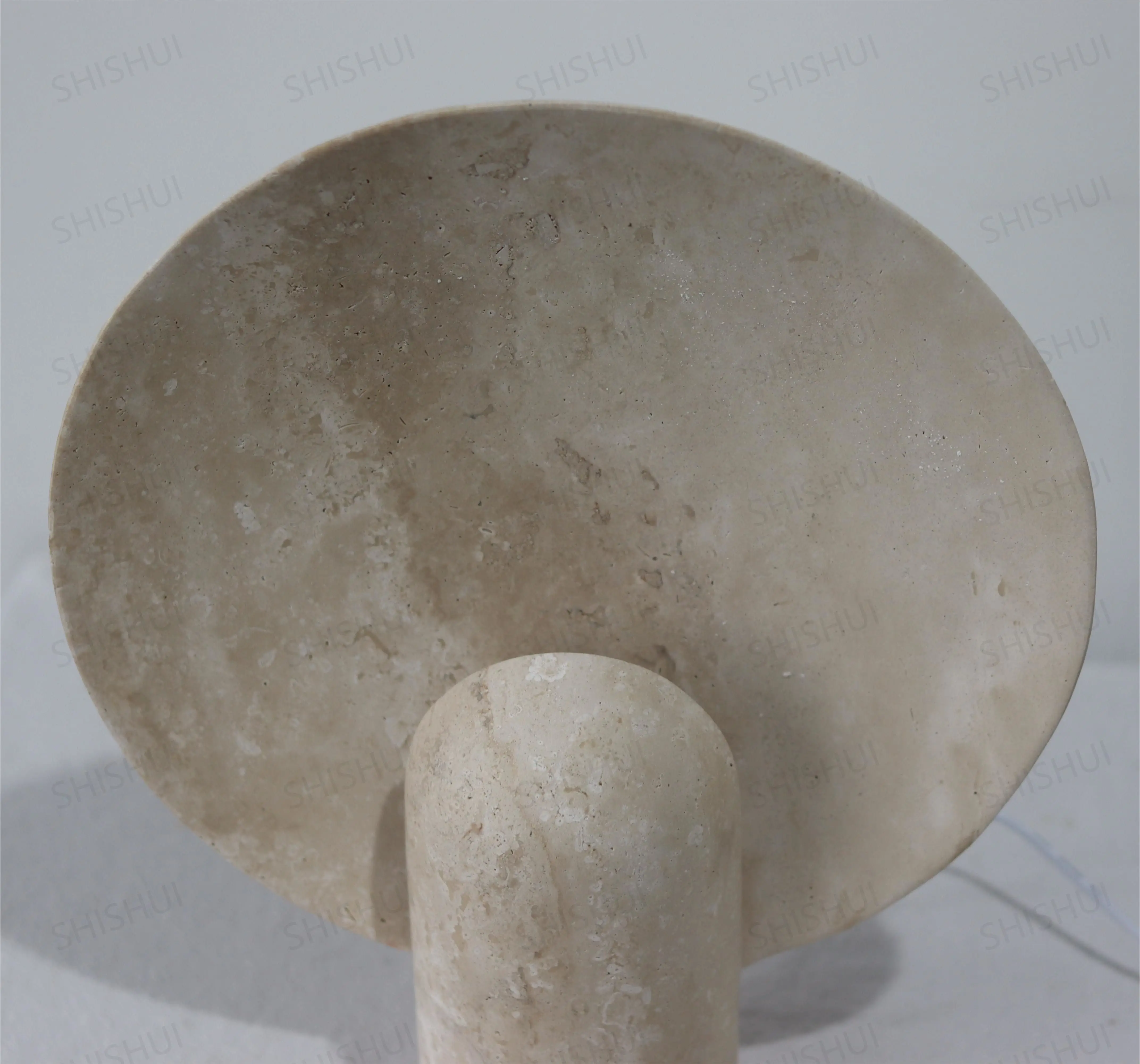 SHIHUI Hot Sale Handmade Luxury Marble Table Lamp Nordic Travertine Home Bedroom Decor Lamp Modern Beige Travertine Table Lamp