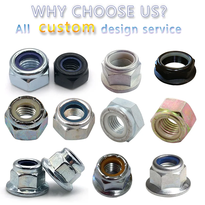 Factory supply 1/2 self-locking nut Stainless Steel SS304 SS316 metal hex flange nylon lock nuts